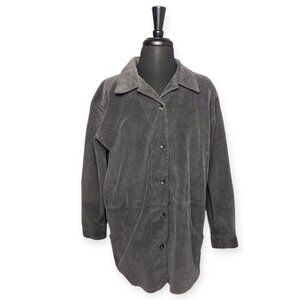 Fashion Bug Gray Corduroy Button Down Shirt/Jacket Size 14/16